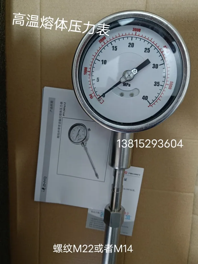 PT124Y-610-40mpa-M22 Extruder High Temperature Melt Diaphragm Pressure Gauge