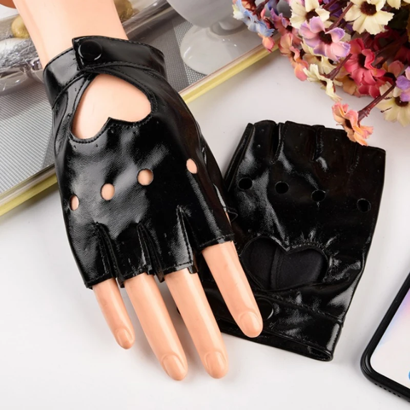 Women's Half Finger Gloves Punk Hip-Hop Fingerless Mittens Driving Motorcycle Theatrical Performance Party Gloves