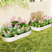 Outdoor High Bed Metal Galvanized Planter Elevated Garden Bed Kit,Garden Beds for Vegetables, Flowers and Herbs, Easy Assembly