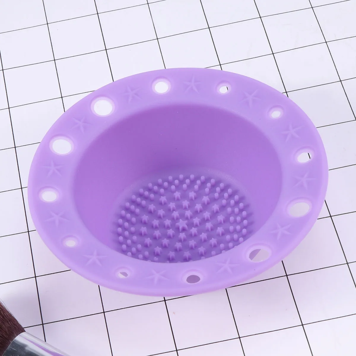 1pc escova de silicone limpador ferramentas de lavagem cosméticos maquiagem escova titular purificador placa pinceles almofada de limpeza (roxo)