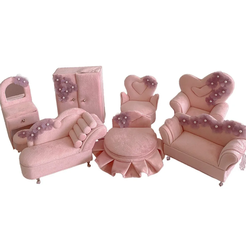 Doll Furniture BJD Dollhouse Sofa Box Sofa Chair Dresser Sofa Shape Travel Jewelry Box Pink Doll Accessories