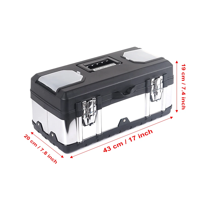 Portable Stainless Iron - Plastic Toolbox, 17 Inch Household Hardware Tool Box with Double, Storage Box with Handle Layer