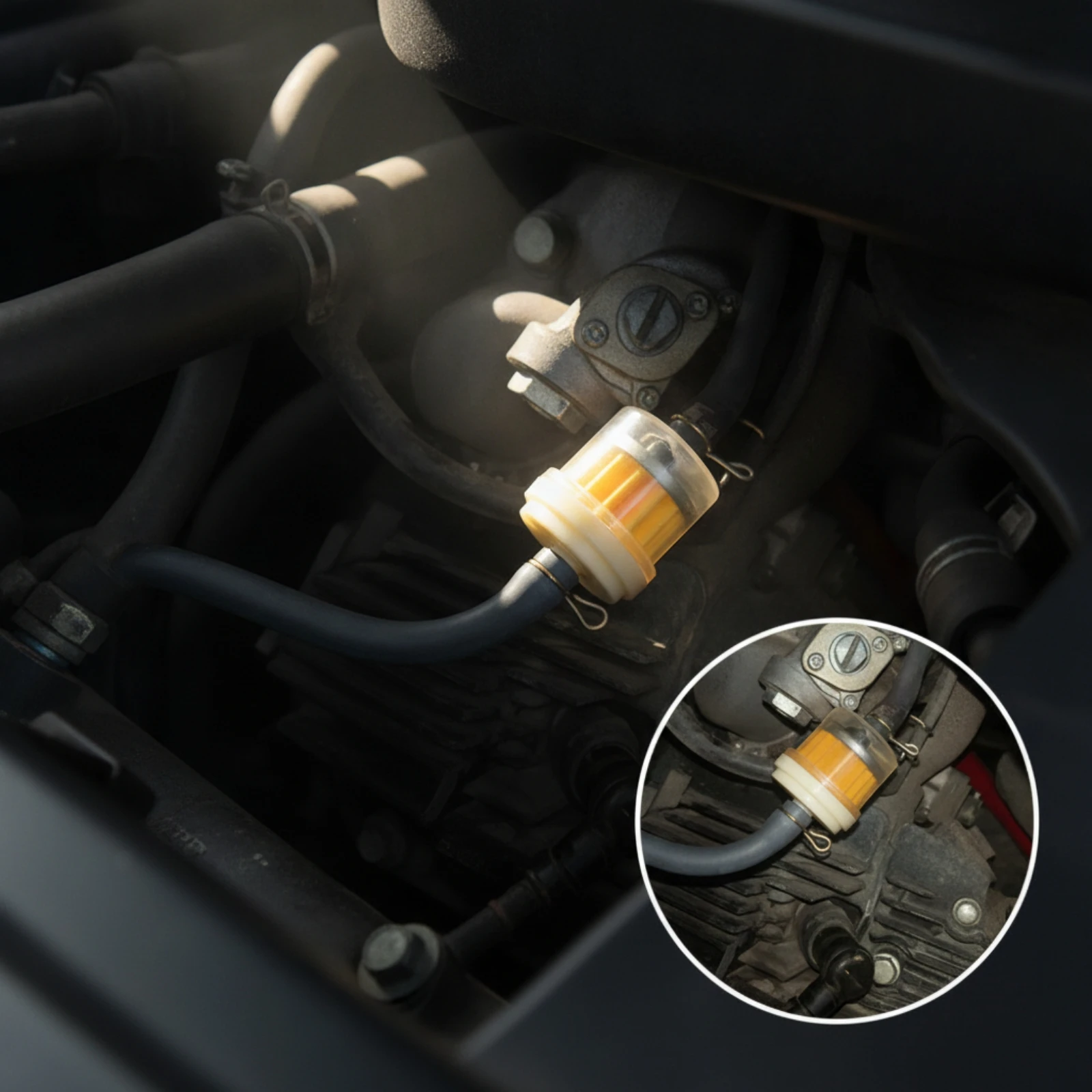 5 Pieces Fuel Filter with Transparent Shell Translucent Heater Fuel Filter Pleated Compact