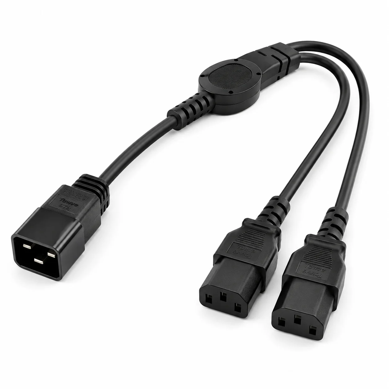 TOWE IEC C20 to 2 C13 Power Splitter Cable 16A 14AWG Heavy Duty Extension Cord for Server Rack PDU UPS Data Center