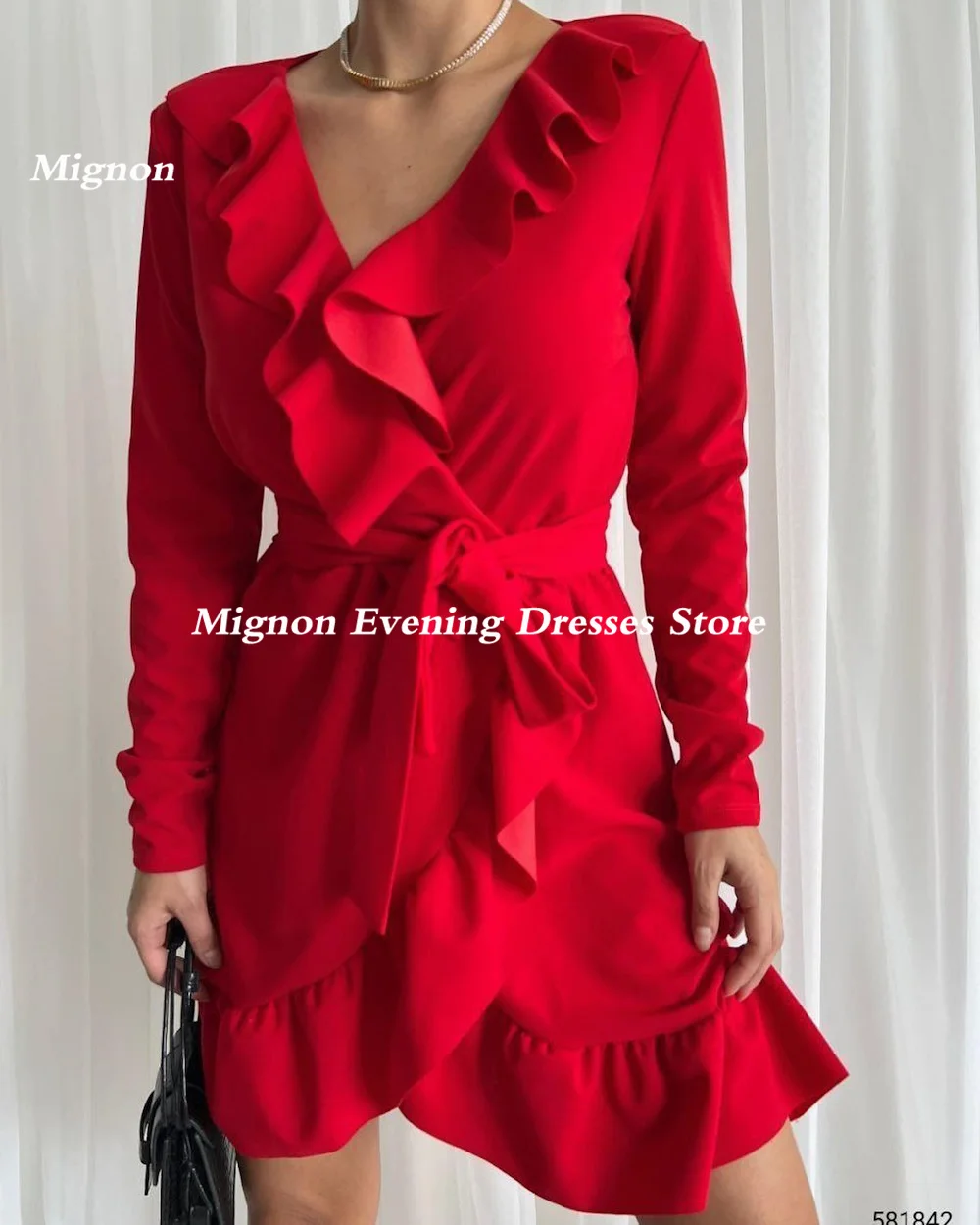 فستان قصير من Mignon-Satin a-line للنساء ، فستان حفلة موسيقية شعبي ، طول الركبة كشكش ، رسمي وأنيق ، فستان حفلة سهرة ، حبيب ، 2023