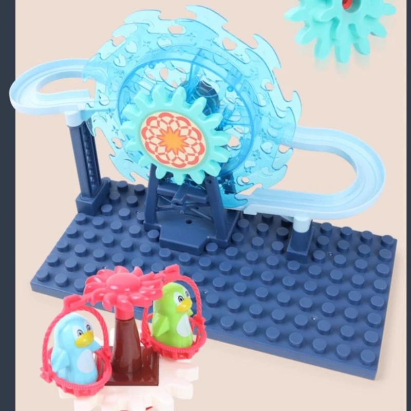 Crianças elétrico roda gigante slide railcar pista brinquedo com música luz montagem jogo interativo brinquedo educacional presente para o miúdo