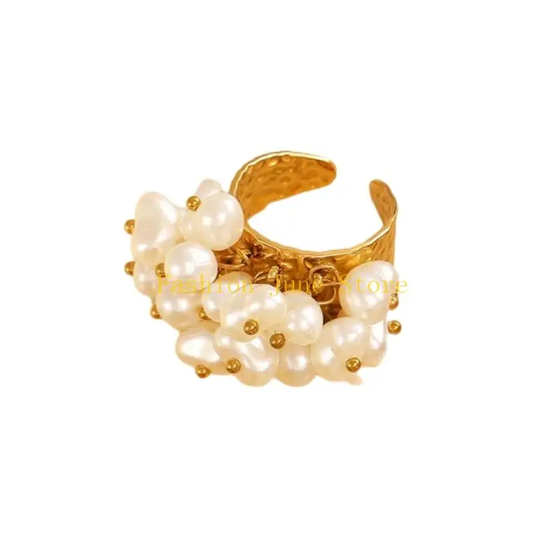 N5KA Handmade Pearls And Crystals Rings With Artistics Wire Work For Gift Giving