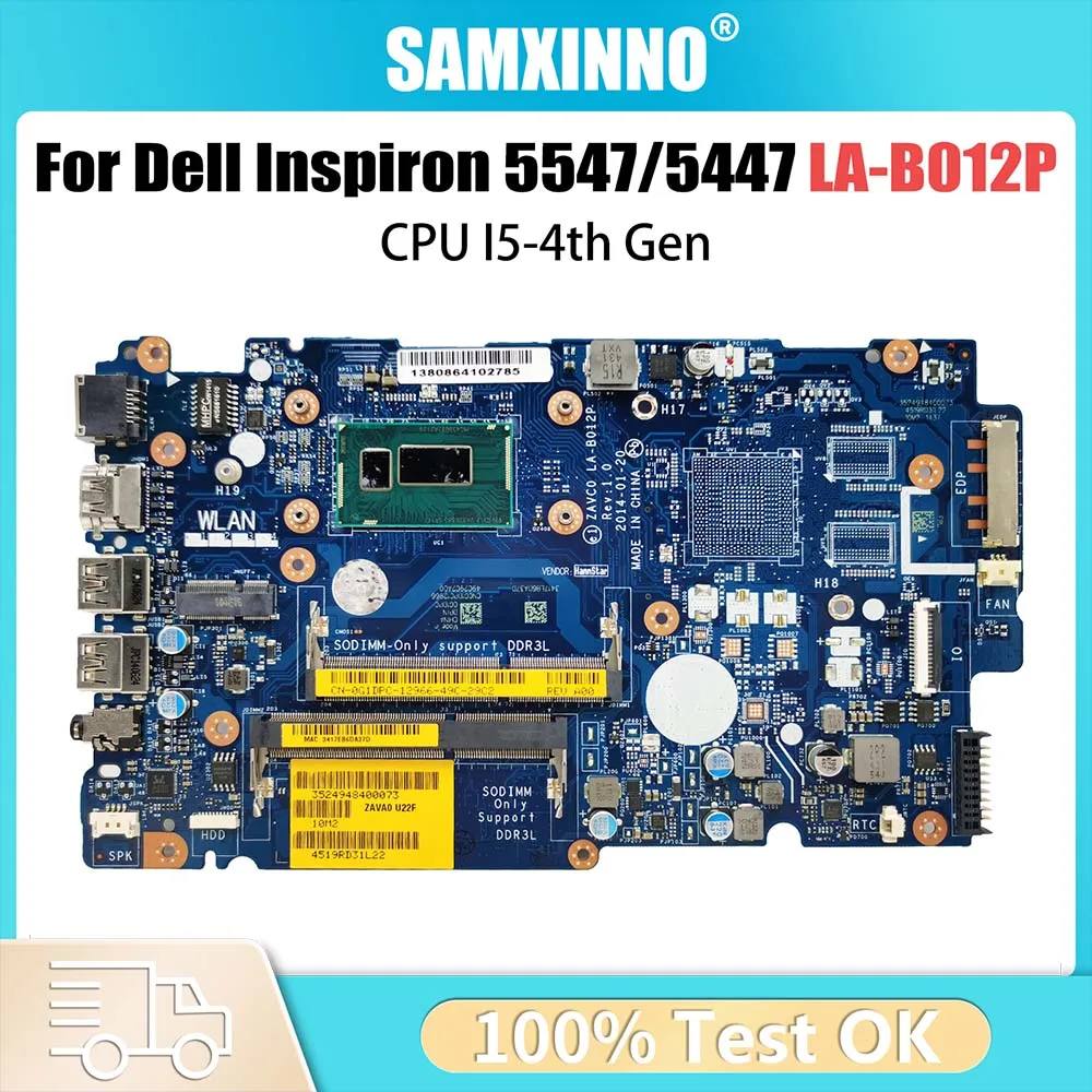 ZAVC0 LA-B012P Notebook Mainboard For Dell Inspiron 5447 5547 5548 5442 5543 5542 Laptop Motherboard CPU I5-4th Gen V2G