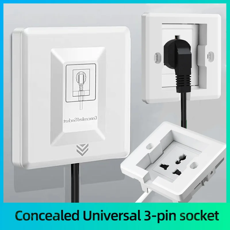 International Universal Plug Embedded Socket Panel with Hidden Waterproof Plug Built-in Refrigerator Invisible Wall 220V Socket