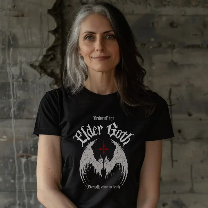 Elder Goth Shirt, Funny Gothic t-shirt, goth horror humor, perfect goth gift, gothic shirt for spooky season, memento mori
