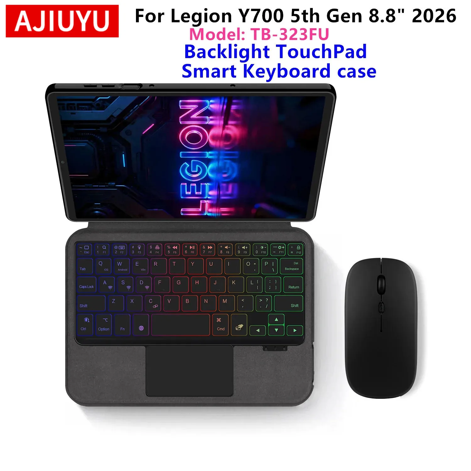 

Клавиатура с тачпадом для Lenovo LEGION Y700 2026 5-го поколения, 8,8-дюймовый чехол для Legion Y700 Gen 5 TB323FU, 8,8-дюймовый чехол для планшета с подсветкой