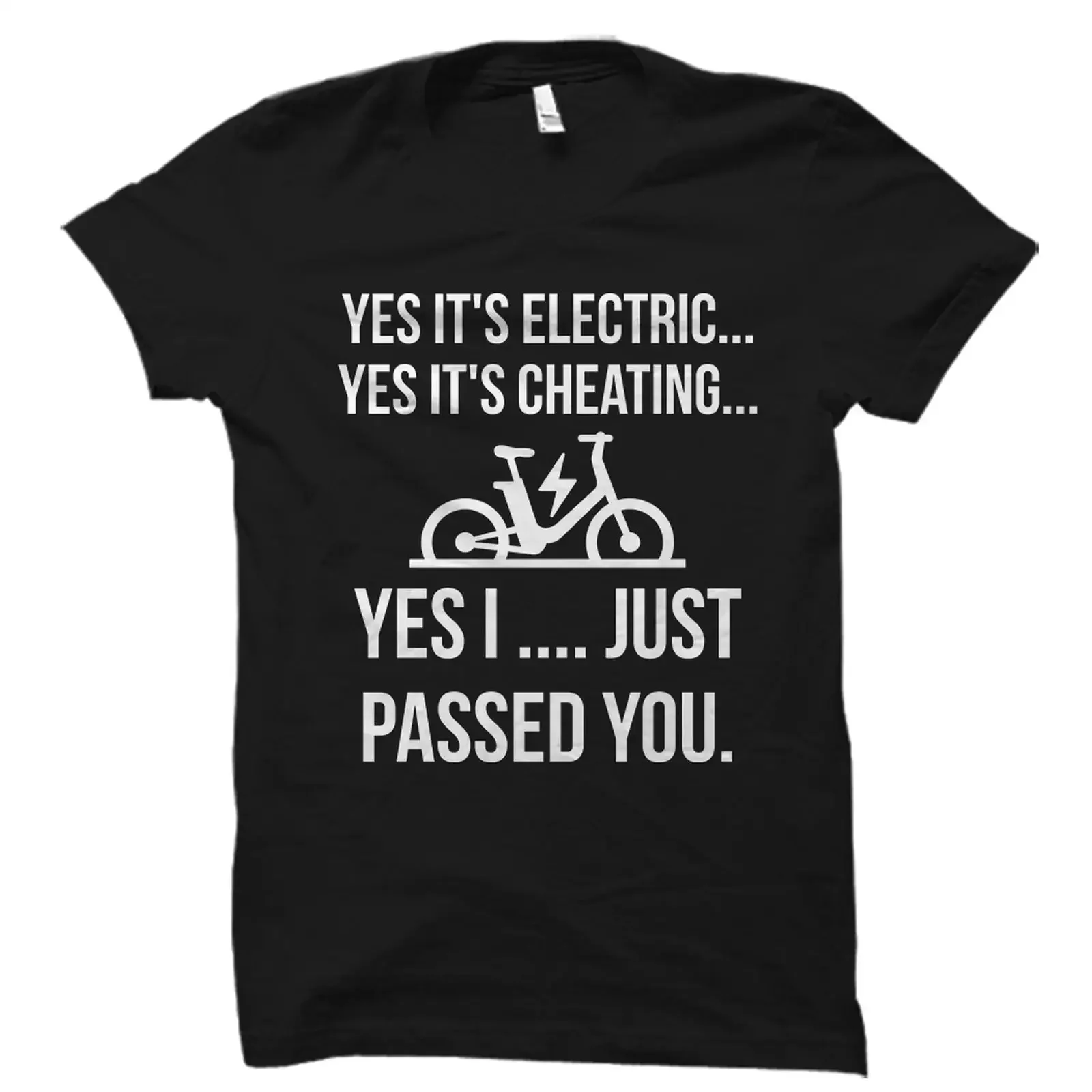 Funny Yes It's Electric E Bike Quote T Shirt for Cyclists Casual Cycling Biker  vintage Washed Top For Everyday Wear graphic