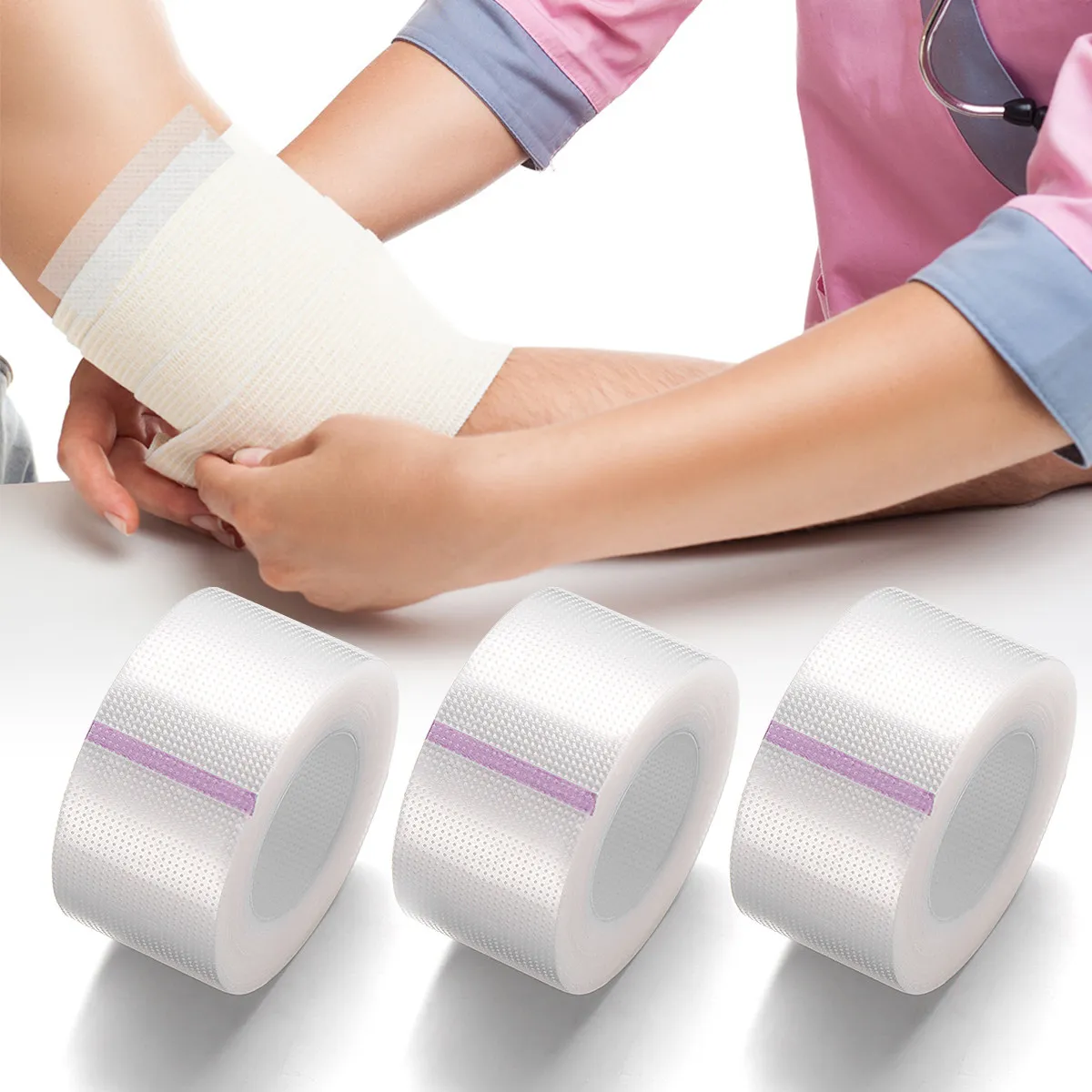 

6 Rolls Tape Clear Pe Microporous Pressure Sensitive Surgical Skin Tape Breathable First Aid Sticky Non-Irritating