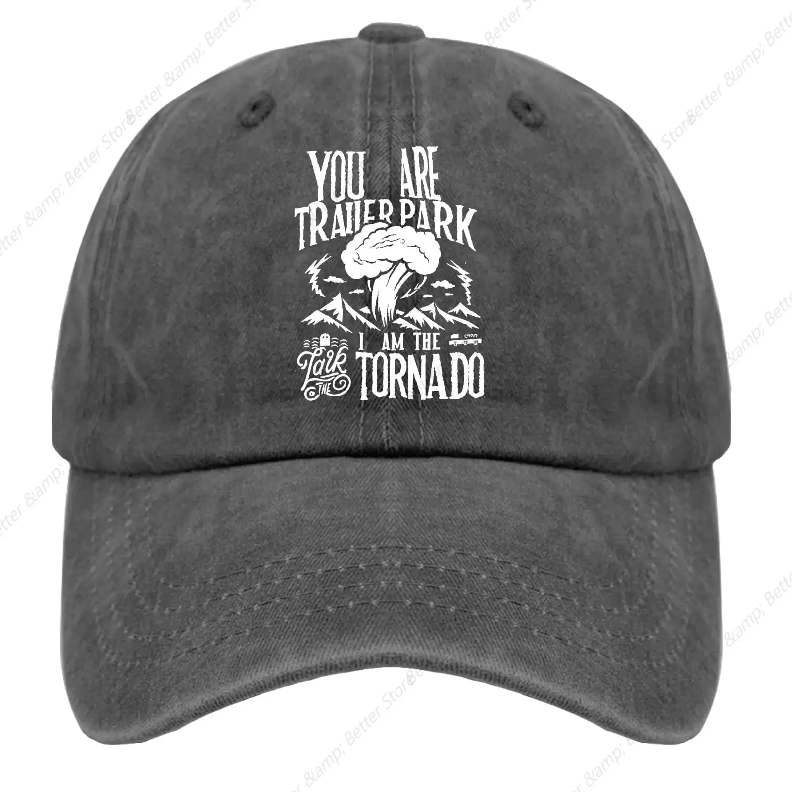 You are Trailer Park I Am The Tornado Printed Hat for Men's Baseball Cap Low Profile Washed Ball Caps