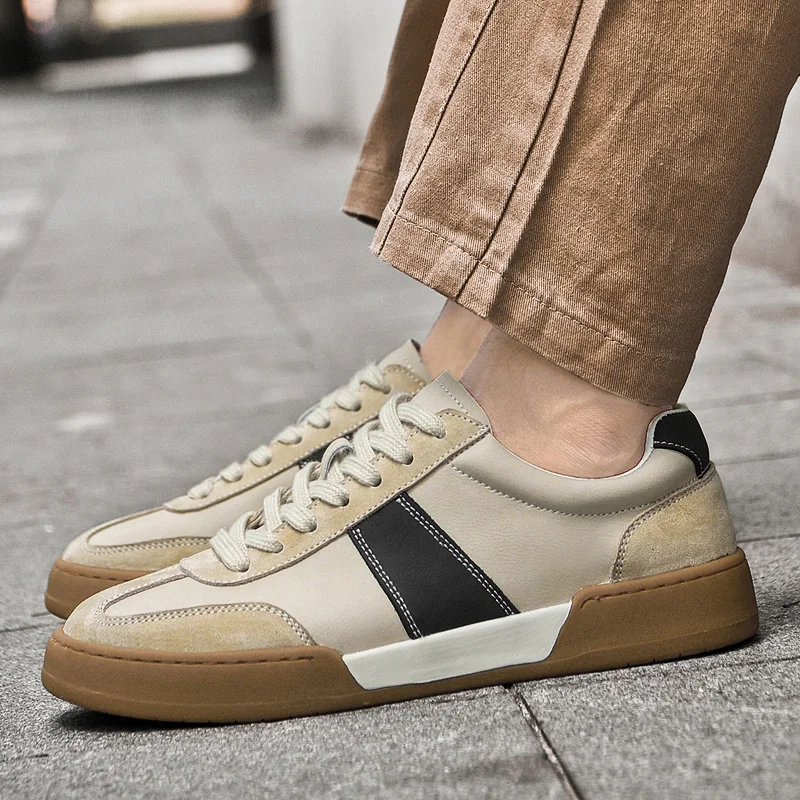 

Fashionable Mens Casual Split Leather Shoes Brand Comfortable Office Commuting Shoes Quality Anti Slip Flat Outdoor Sports Shoes