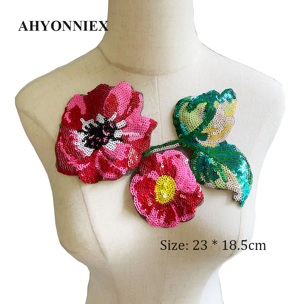 High Quality Sew On Sequins Flower Leaves Patch For Clothes DIY Accessories for Clothing T-shirt Dress Swimsuit Decoration