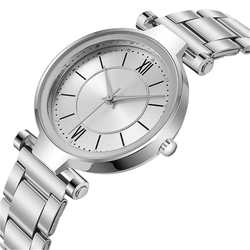 Relógio de pulso analógico feminino, Relógios quartzo feminino, Pulseira de aço inoxidável, Relógio casual feminino