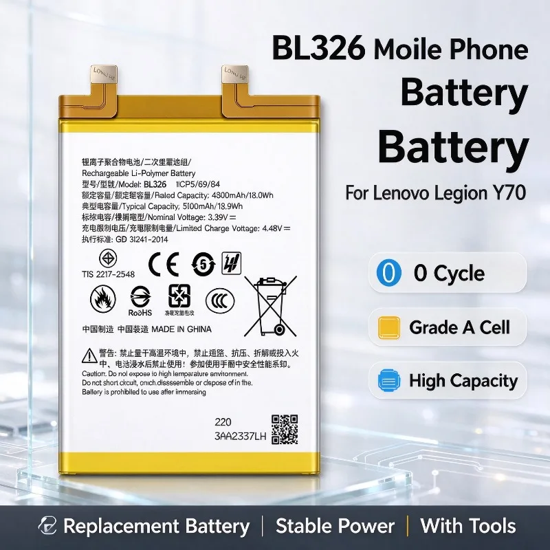 BL326 Mobile Phone Battery For Lenovo Legion Y70, 0 Cycle Grade A Cell High Capacity Replacement Battery With Tools