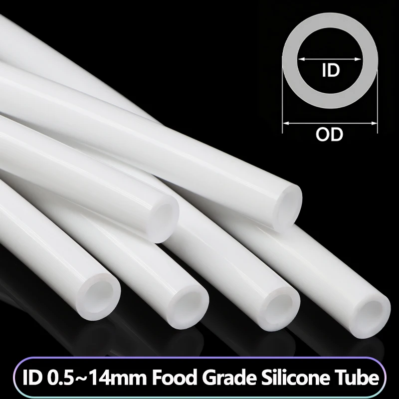 2/5m Food Grade Silicone Tube White Diameter 0.5mm - 14mm Highly Transparent Capillary Odorless Flexible Silicone Rubber Hose