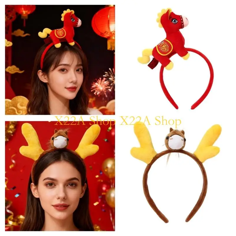 Unique Traditional Zodiacal Hairband Costume Props Horse Hairhoop for New Year Gathering