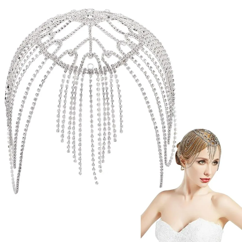 Rhinestone Caps Headpieces Vintage Crystal Beaded Head Chain Jewelry Roaring Wedding Bridal Flapper Bling Headband making kit