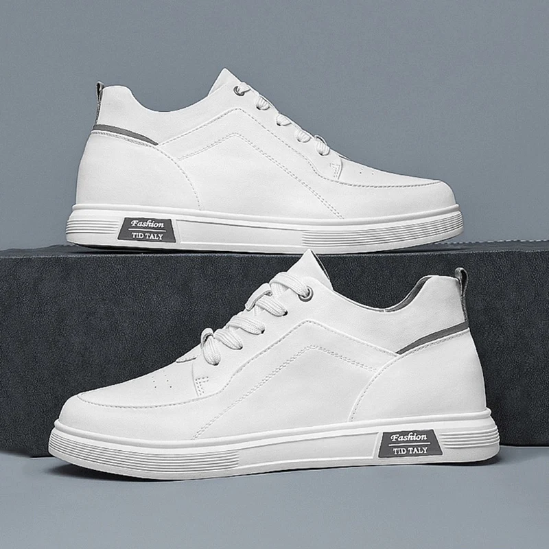 Men's Invisible Height Increasing Sneakers 6/8/10CM Elevator Shoes Fashion Leather Casual Shoes Heighten Hidden Heel Sports Shoe