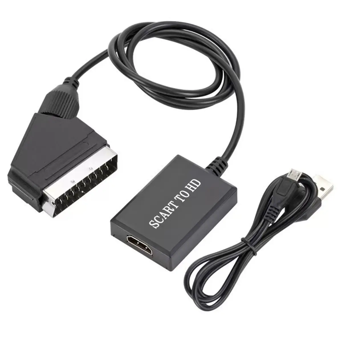 to SCART Converter with USB Charge Cable Plug and Play to SCART Video Audio Adapter