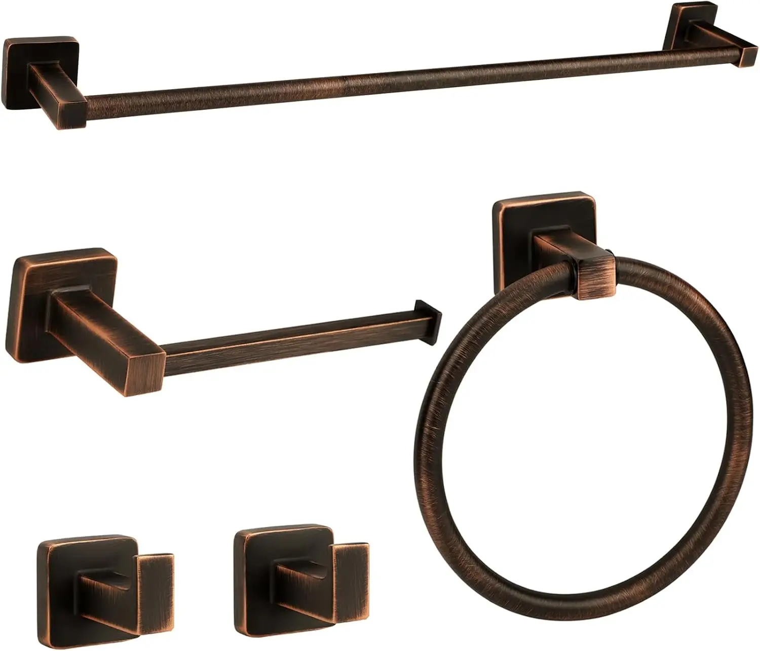 

5-Piece Oil Rubbed Bronze Bathroom Hardware Set, 24' Towel Bar & Rack