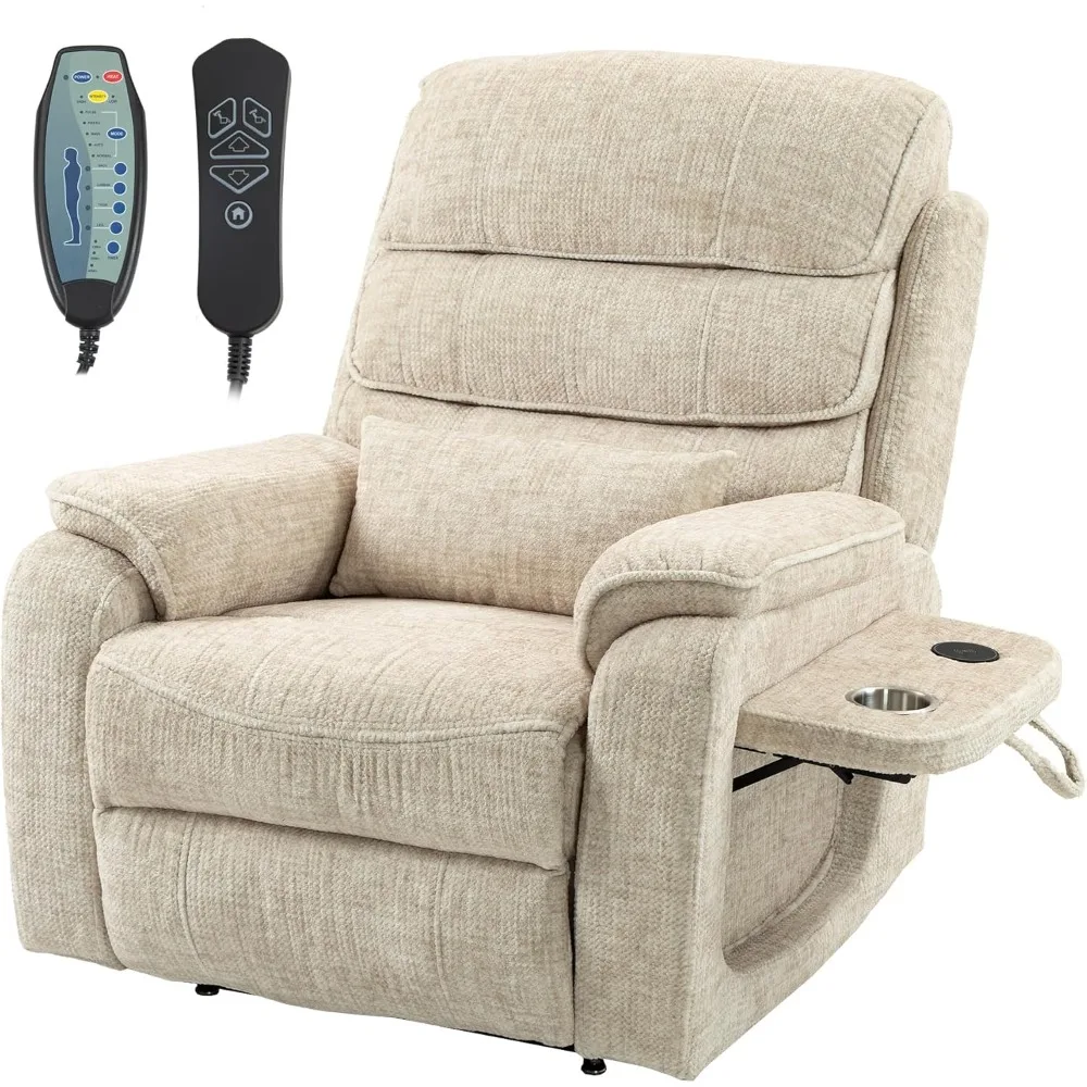 

Velvet Lift Recliner Chair for Adults Elderly,Massage Heating,Wireless Charging Device,USB Ports,Cup Holder,Living Room Chairs