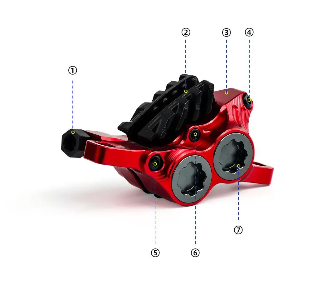 Onirii/iiipro 4-Kolben-Vertikalzylinder mtb hydraulisches Scheiben brems rad für volles internes Kabel layout am dh Mountainbike – Detail 5