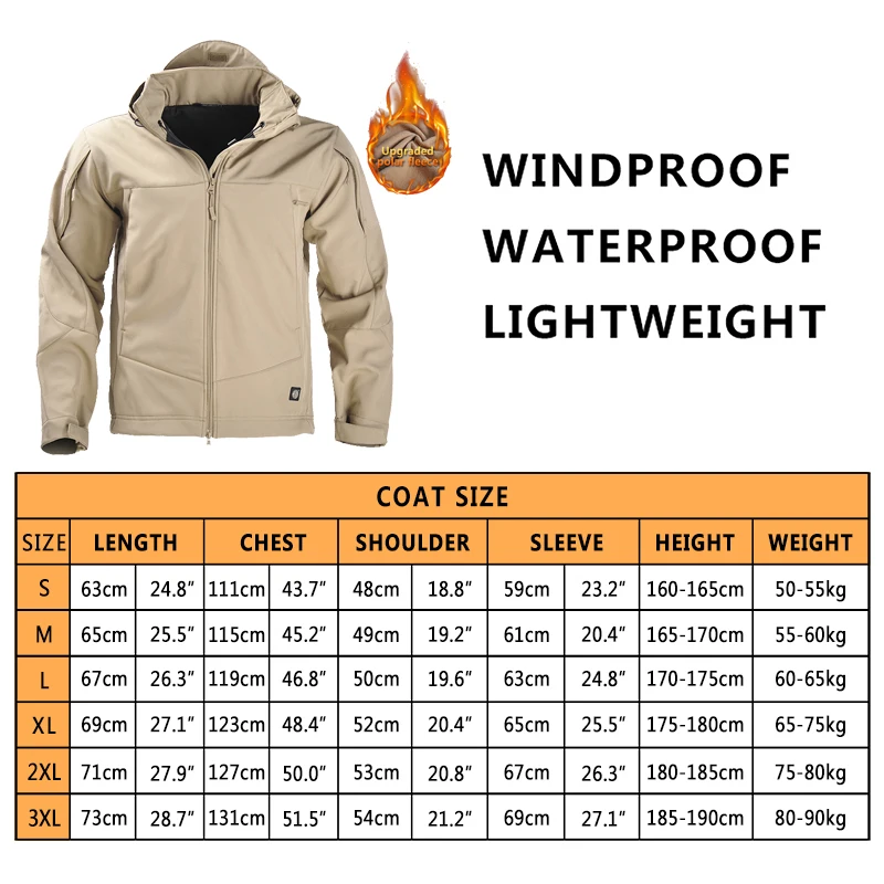 Imagem -02 - Han Wild-jaquetas Táticas de lã para Homens Jaqueta Combat Softshell Corta-vento Roupas Térmicas de Caminhada e Escalada Inverno