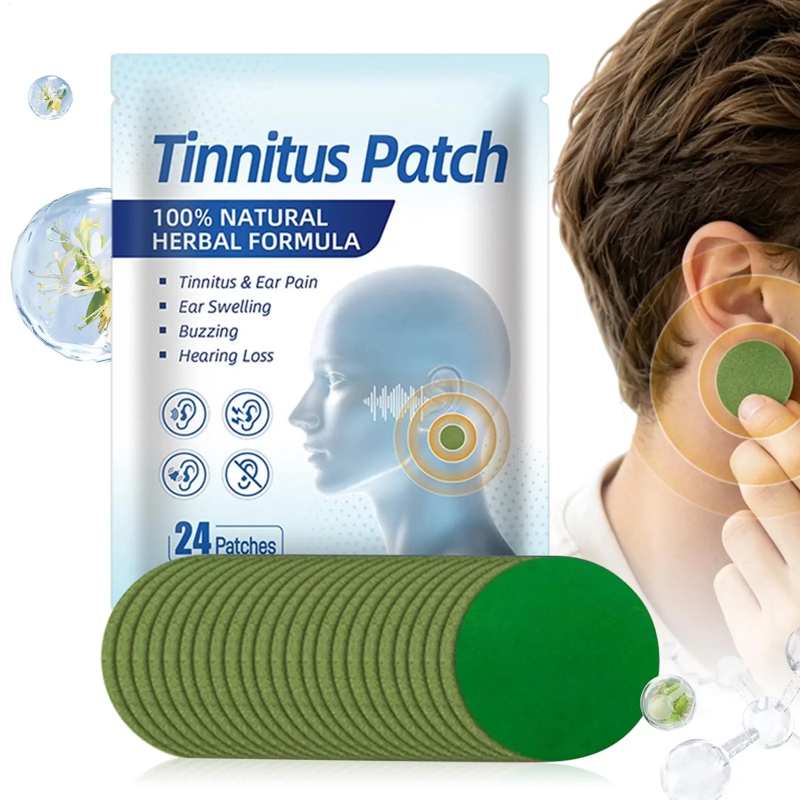 Ear Health Products 24 Pieces Noise Reduction Discomfort Patches Ear Care for Tension Concentration Flying Airplane Swimming