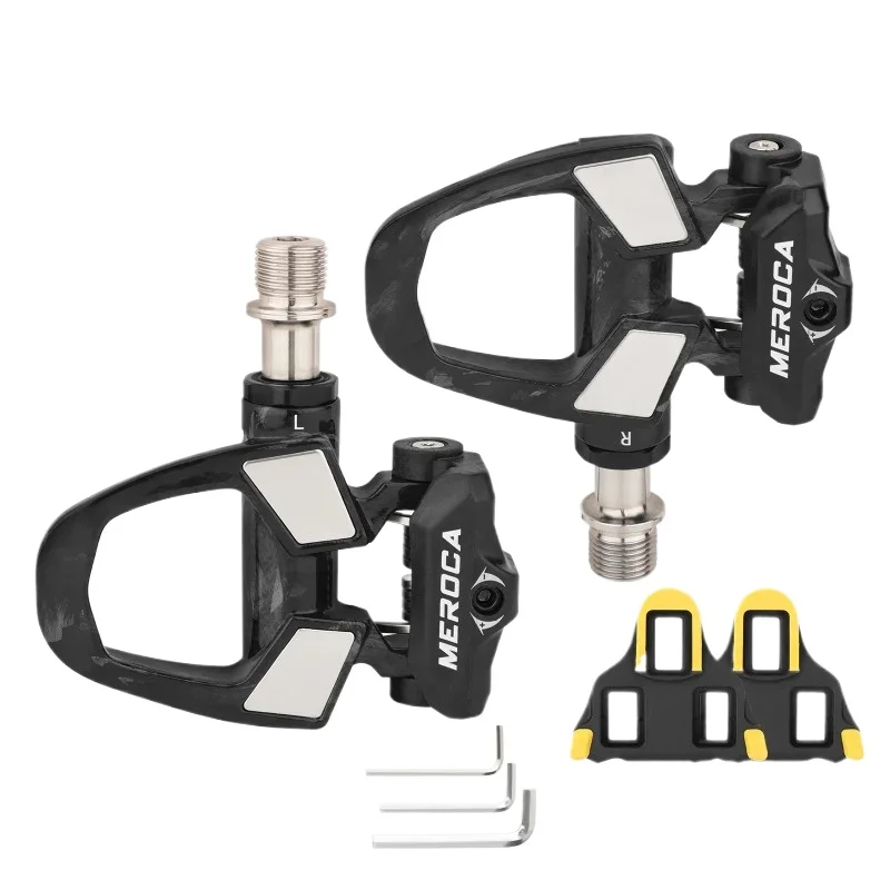 AliExpress NONE MEROCA carbon pedals 3 bearing Road Bike Clipless pedals carbon fiber pedals With Lock Plate Ultralight For Shimano SPD system