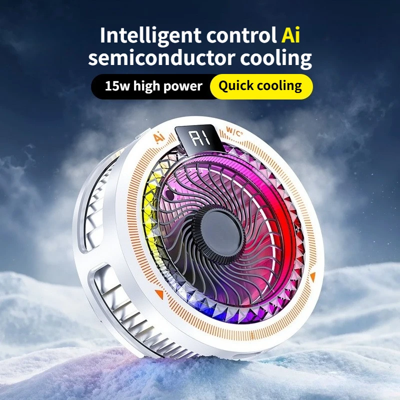 

Magnetic Phone Cooler AI Temp Control Digital Display 4 Speed Semiconductor Ice Freezing Gaming Radiator Heat Sink for Cellphone