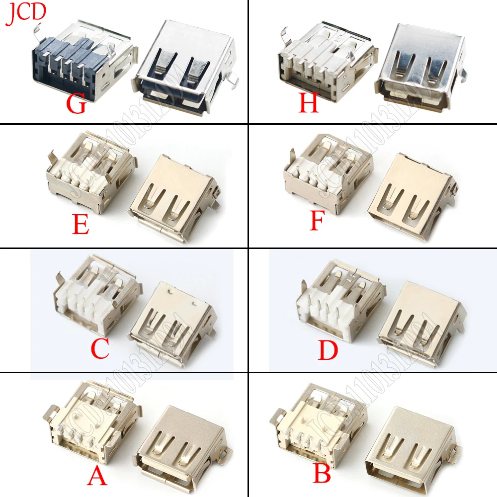 10pcs USB 2.0 Type A Female Jack Port 4Pin DIP Soldering Connector PCB Socket USB-A Type Right Angle