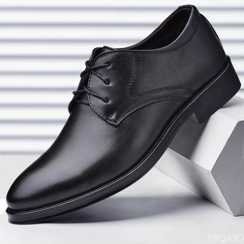 Chaussures en cuir absorbant les chocs pour hommes, chaussures provoqué d\'affaires, chaussures décontractées tout assorties, degré d\'usure