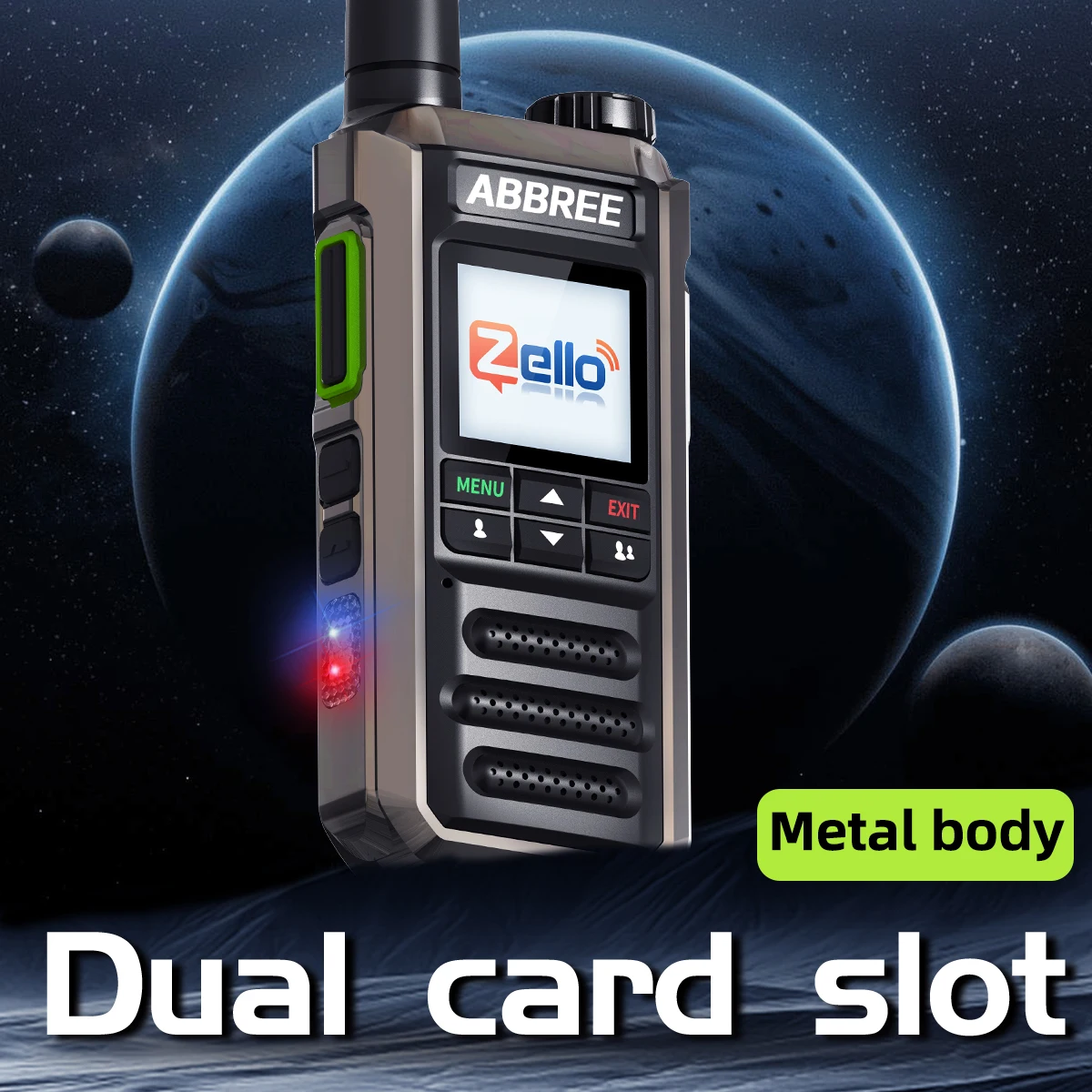 ABBREE GP-18 Zello POC لاسلكي تخاطب فتحات بطاقة Sim المزدوجة أندرويد بلوتوث 2G/3G/4G واي فاي مسافة غير محدودة شبكة راديو