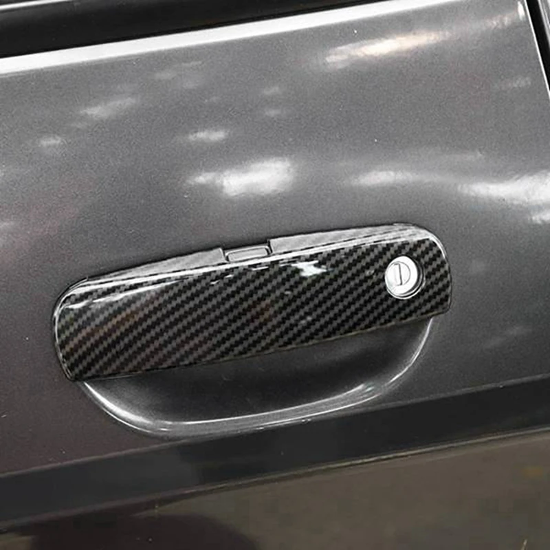 Carbon Fiber Car Side Door Handle Bowl Protector Cover Trim Molding ABS Door Handle Cover For Dodge Challenger 2015-2020