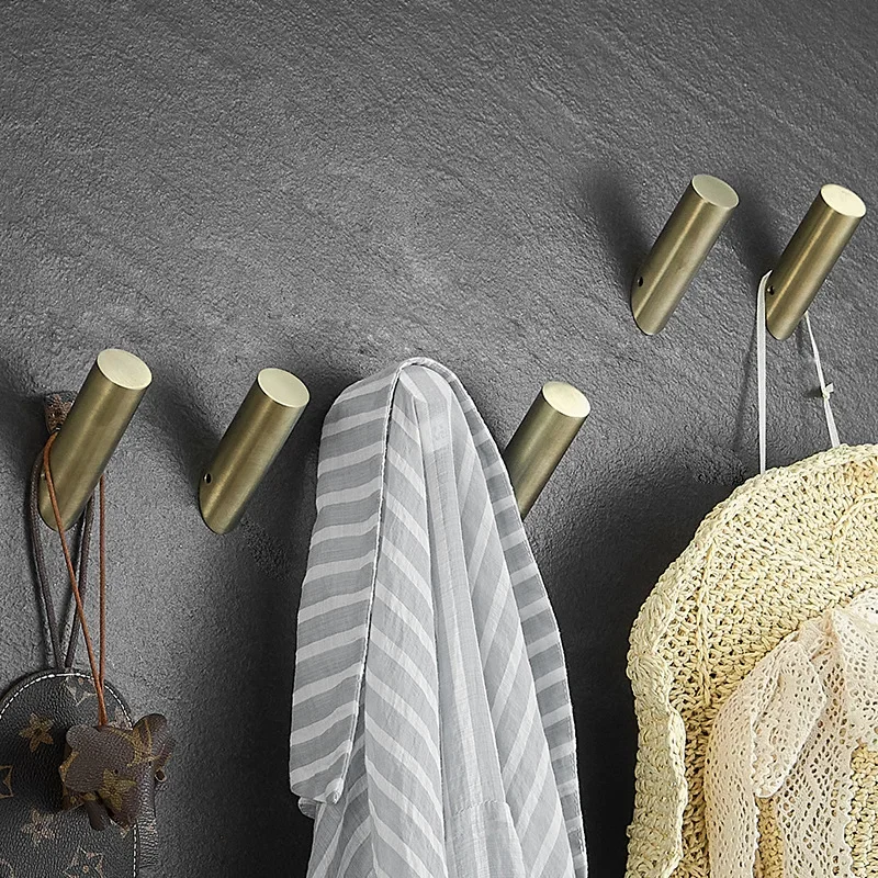 

4pc 304 Stainless Steel Bathroom Towel Hook Brushed Gold Wall-mounted Coat Hook Hat Robe Key Bag Hanger Bathroom Hardware