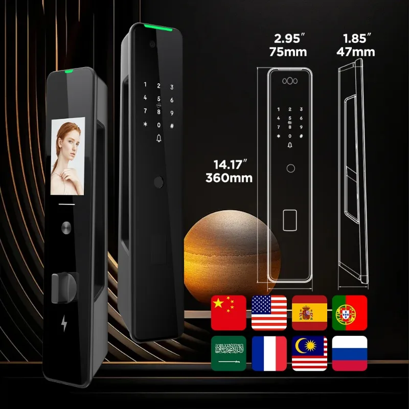 [2026] 3D Gezichtsherkenning Inteligente Video-oproep Automatische deur Keyless Entry Vingerafdruk Slimme deur Keyless Entry met