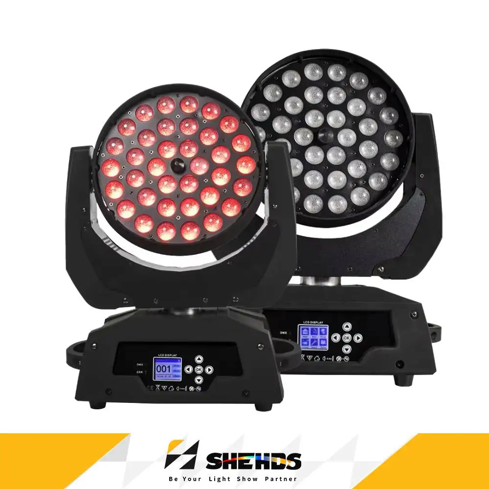 SHEHDS Fast Shipping 36x18W RGBWA+UV LED Wash Zoom Moving Head Light Flight Case for Disco Music Dance KTV Party Wedding