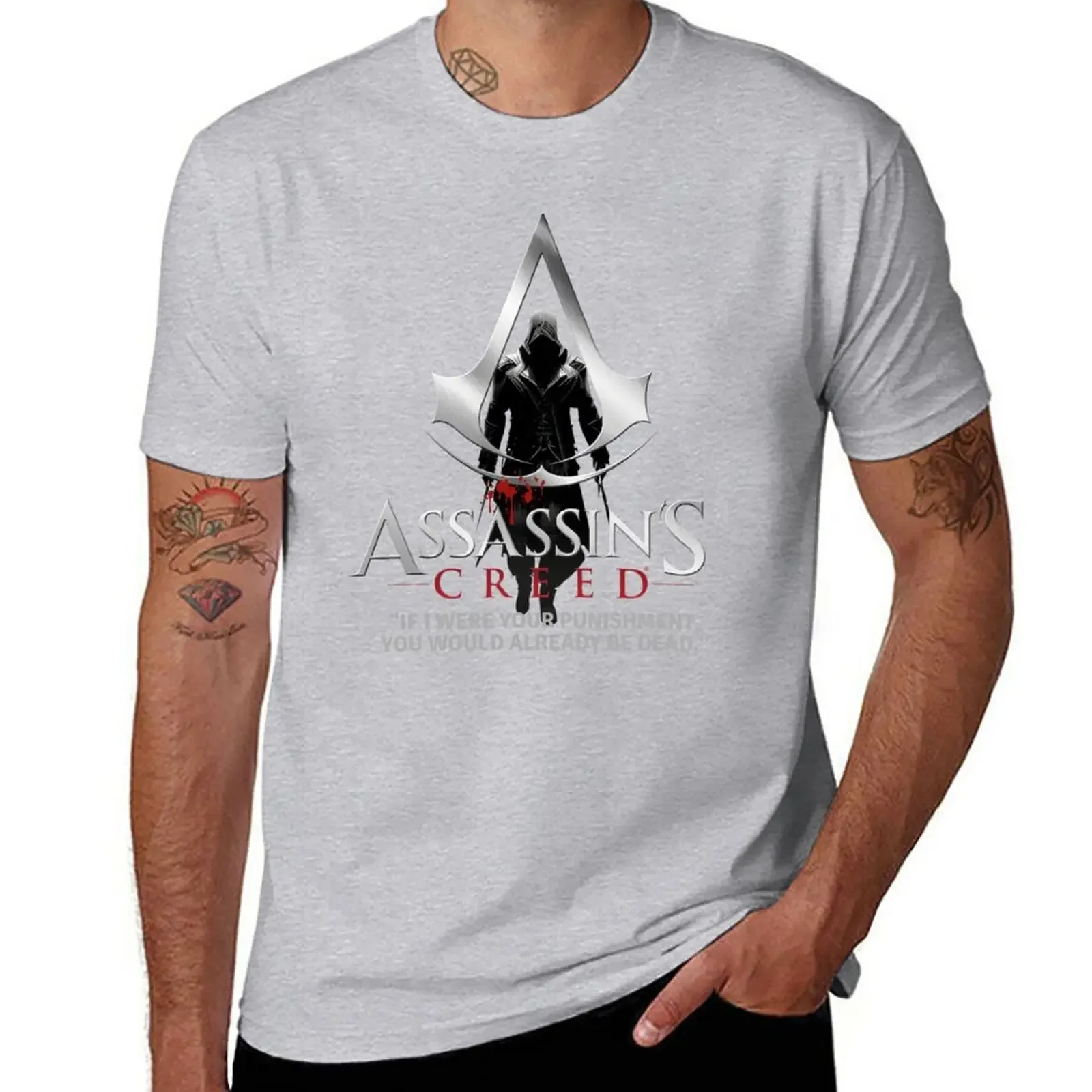 Short black T-shirt men New assassins creed-official customization-fan art T-Shirt men clothing harajuku graphic oversized funny