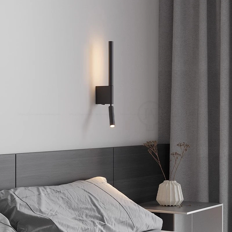 Bedside wall lamp 330 degree rotation adjustable wall lamp reading light with switch minimalist Nordic hotel room master bedroom