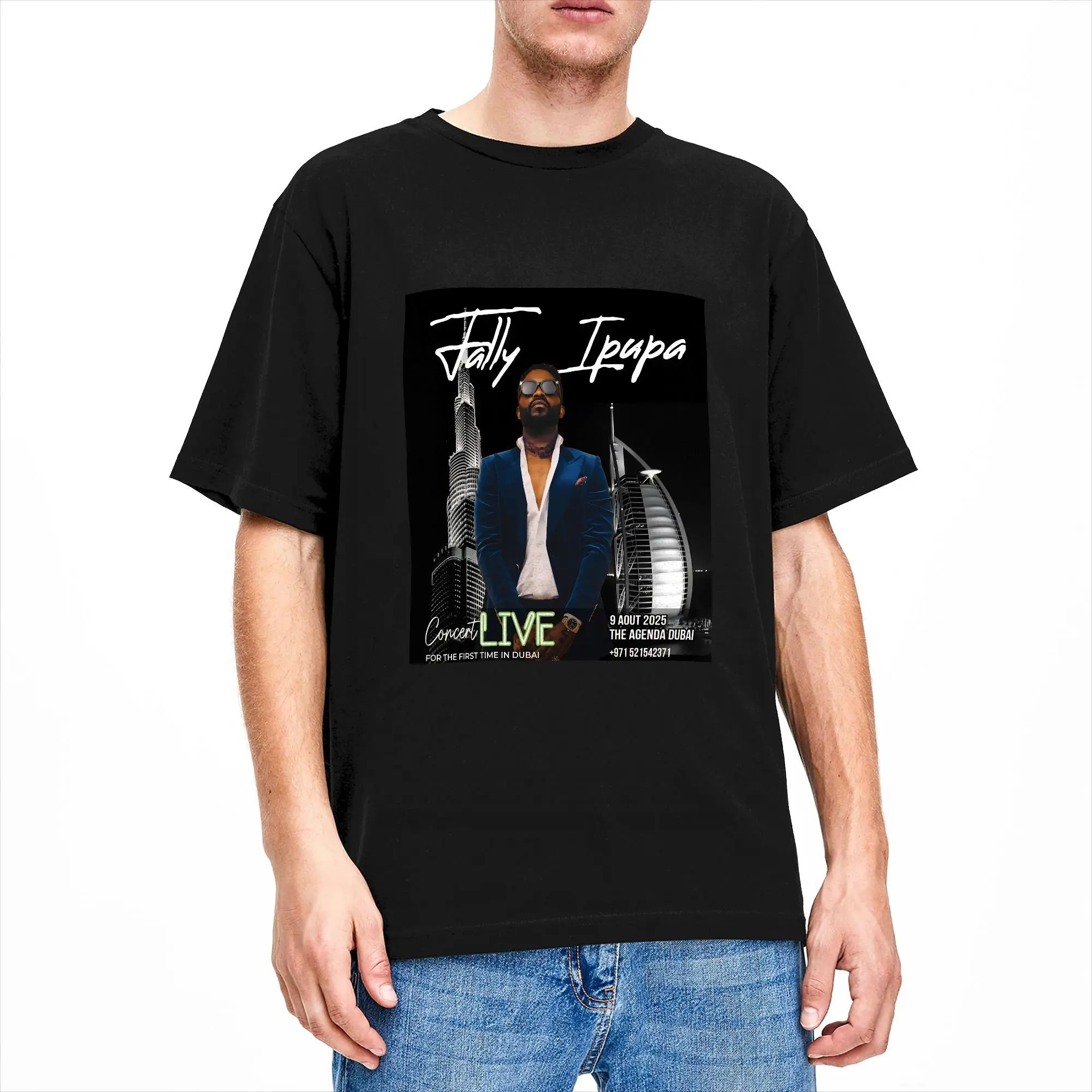 Men T-Shirt Fally Ipupa Musician Awesome 100% Cotton Tees Short Sleeve  T Shirt Round Neck Tops Big Size