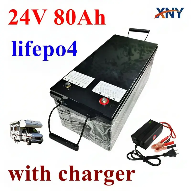 

lithium 24V 80Ah LifePo4 battery deep cycle for 2400W backup power Solar energy storage golf cart Solar energy +10A charger