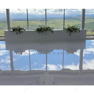 مرآة السجاد عداء الزفاف مسار عداء المرحلة الفضة 10 م / 32.8 قدم السجاد الذهب الأبيض DIY الكنيسة مأدبة حزب خلفية الديكور أعلى 10 مبيعات لسجاد الكنيسة - رقم 9