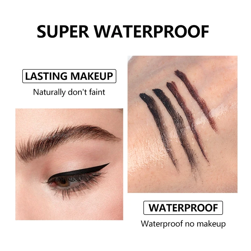 LOTTIEYA 2PCS Waterproof Black Eyeliner Cream Brush Kit Long-lasting Eyeliner Gel Sweatproof Longwear Smooth Soft Eye Makeup Set