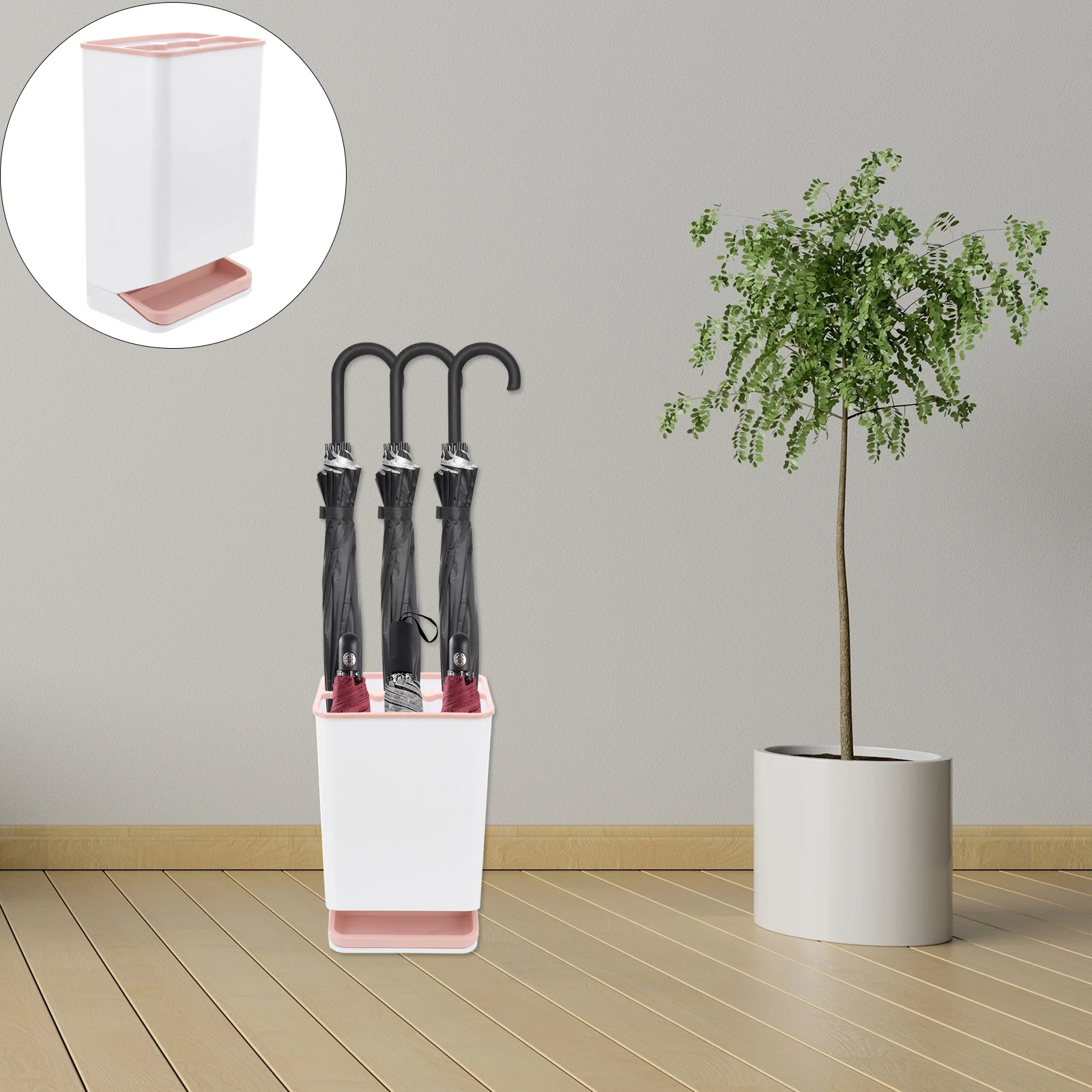 

Umbrella Rack Plastic Detachable Bottom Water Collector Anti-Dumping Stand Organizer for 6 Umbrellas Storage Holder