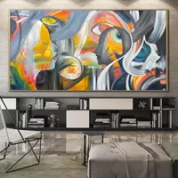Large Abstract Figurative Hand Painted Oil Paintings On Canvas Wall Art Faces Painting Handmade Modern Textured Handmade Artwork