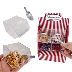 1Set Dollhouse Miniature Transparent Snack Storage Box W/Shovel Dustproof Box Waterproof Display Box Furniture Model Decor Toy